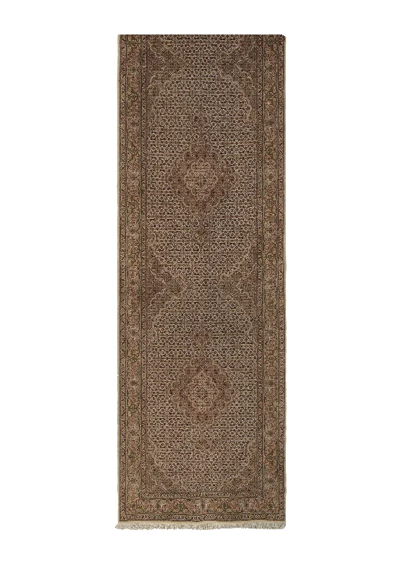 Persian Rug Tabriz Handmade Runner Traditional 2'8"x11'6" (3x12) Whites/Beige Mahi Fish Design #17115