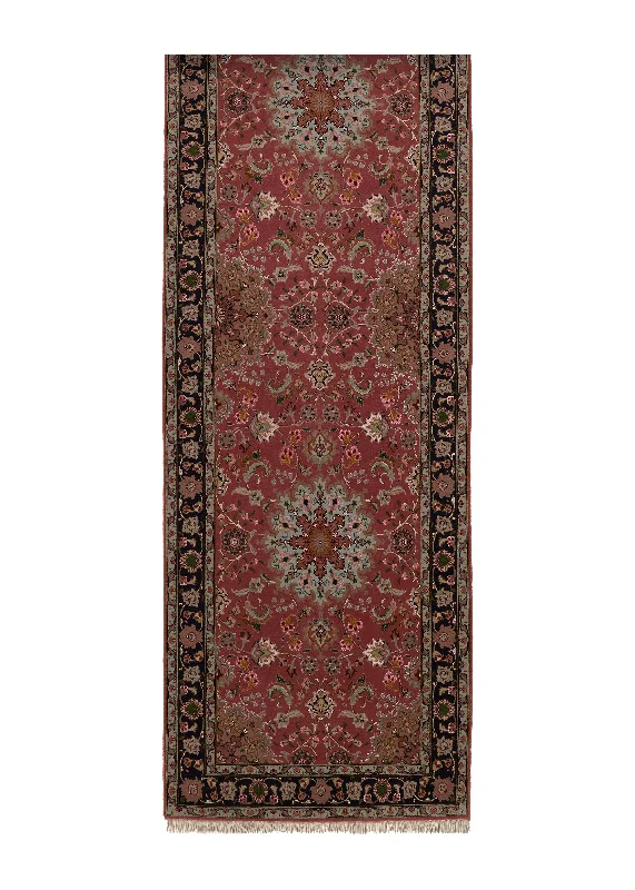 Persian Rug Tabriz Handmade Runner Traditional 2'10"x13'1" (3x13) Pink Naghsh Floral Design #35149