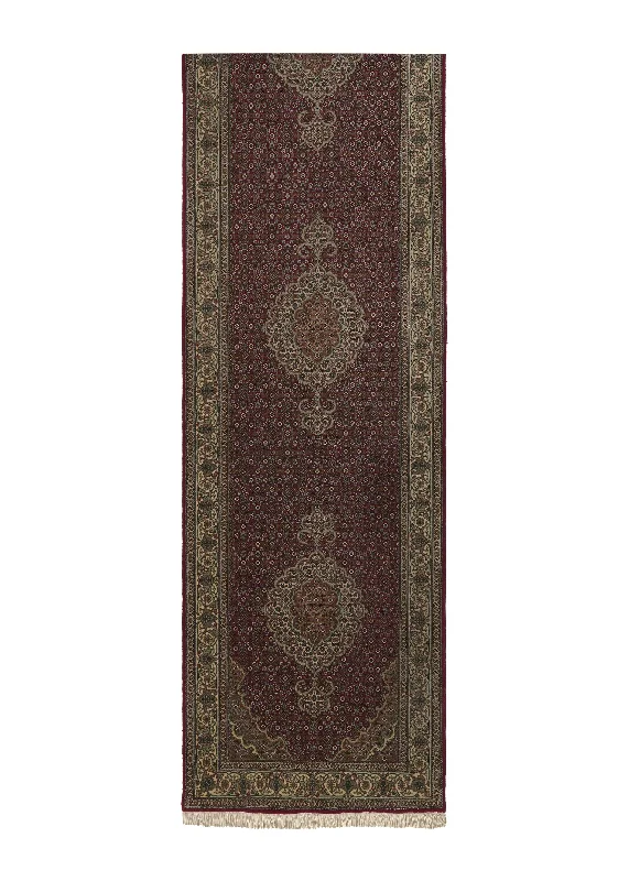 Persian Rug Tabriz Handmade Runner Traditional 2'9"x13'2" (3x13) Red Green Mahi Fish Design #22528