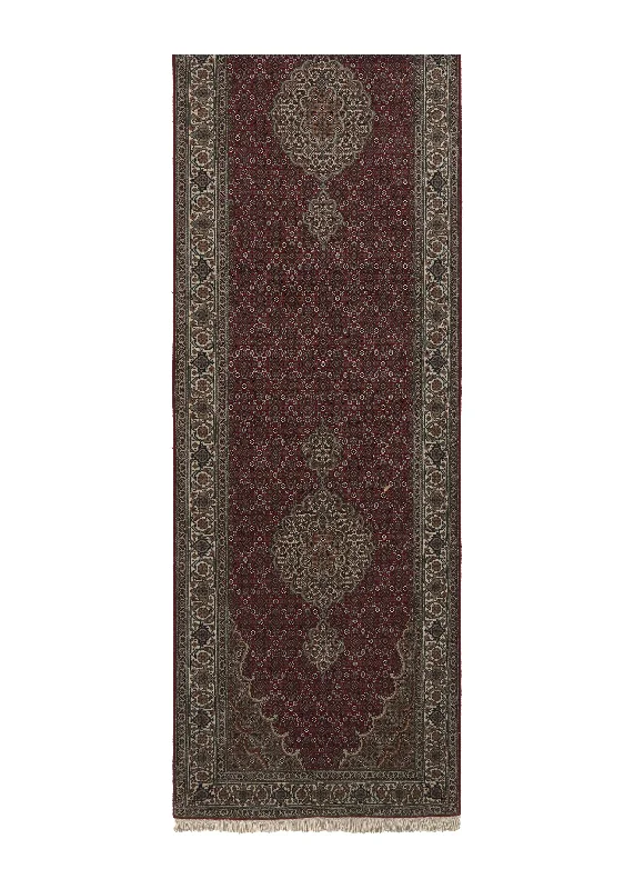 Persian Rug Tabriz Handmade Runner Traditional 2'8"x13'3" (3x13) Red Mahi Fish Design #35939