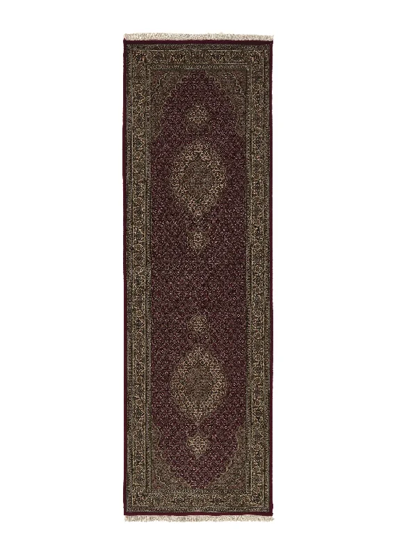 Persian Rug Tabriz Handmade Runner Traditional 2'7"x8'4" (3x8) Red Green Mahi Fish Design #35877