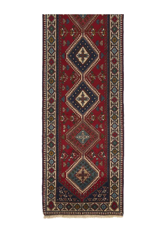 Persian Rug Yalameh Handmade Runner Tribal 2'10"x10'2" (3x10) Red Blue Geometric Design #28322