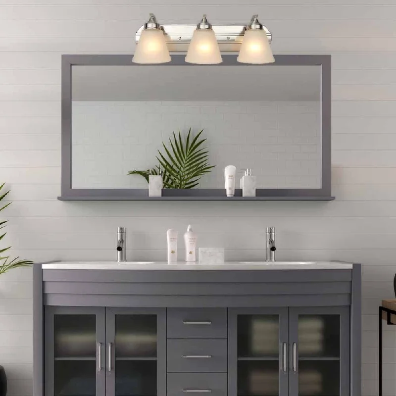 24"W Brushed Nickel Vanity Light with Frosted Glass - Brushed Nickel