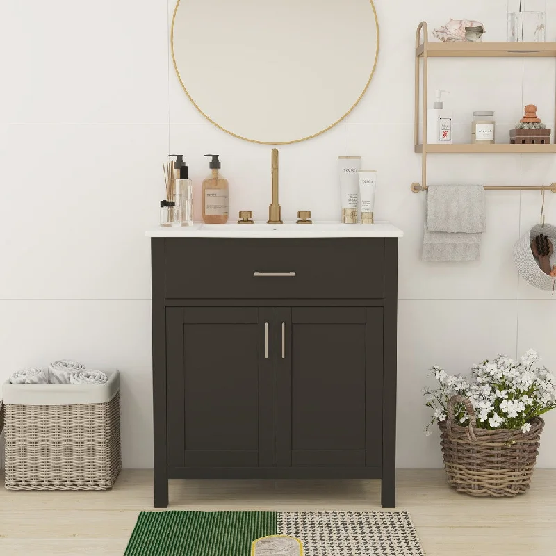 30" Bathroom Vanity with Ceramic Sink