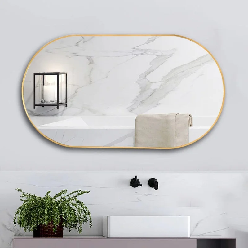 36 in. W x 18 in. H Oval Framed Wall Bathroom Vanity Mirror - 36" x 18"