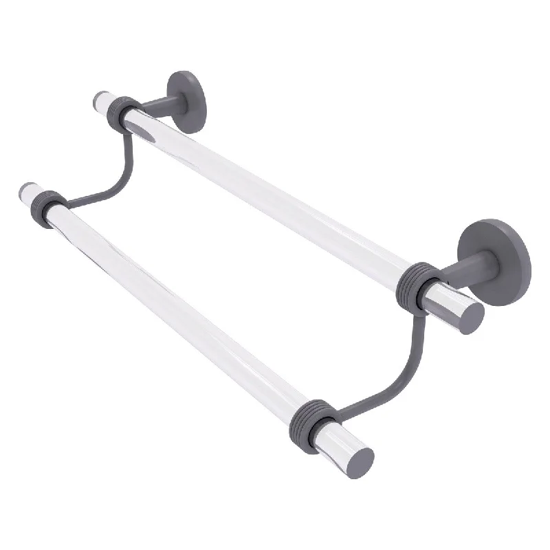 Allied Brass Clearview Collection Double Towel Bar with Grooved Accents