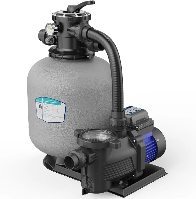 AQUASTRONG Sand Filter Pump for Above Ground Pool with Timer, 16in, Max 3800GPH - $155