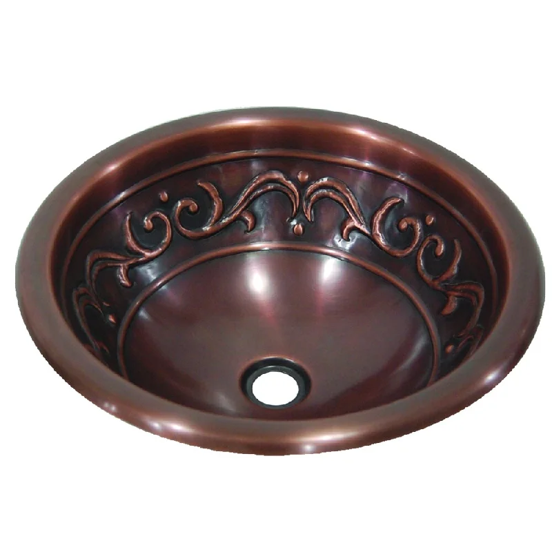 Copper Self rimming Vine Design Sink