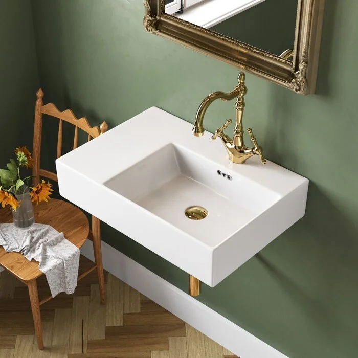 DeerValley 23.4" x 16.5" White Rectangular Vitreous China Wall Mount Bathroom Sink With Overflow