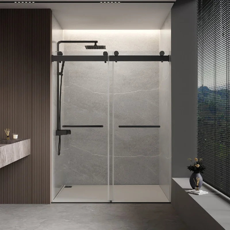 Double Sliding Frameless Shower Door with Tempered Glass