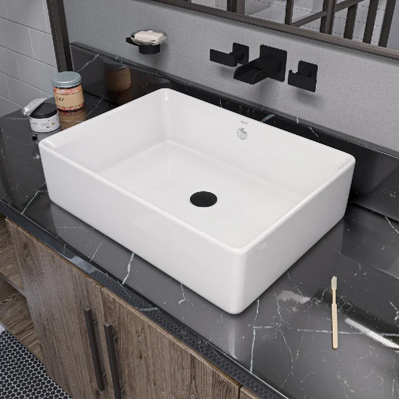 Eago BA131 White Porcelain Rectangular Above-mount Basin Vessel Sink