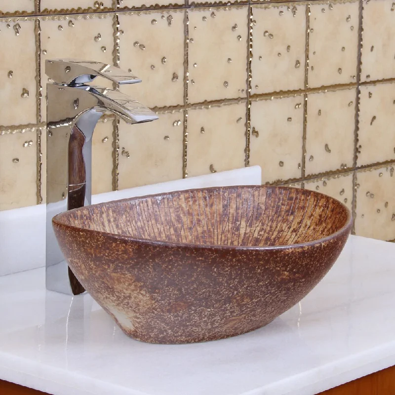 Elite 1564 Oval Matt Iron Ore Glaze Porcelain Ceramic Bathroom Vessel Sink