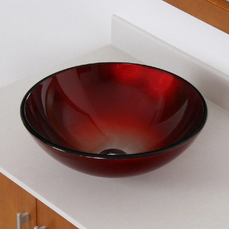 Elite 7005 Modern Design Tempered Glass Bathroom Vessel Sink