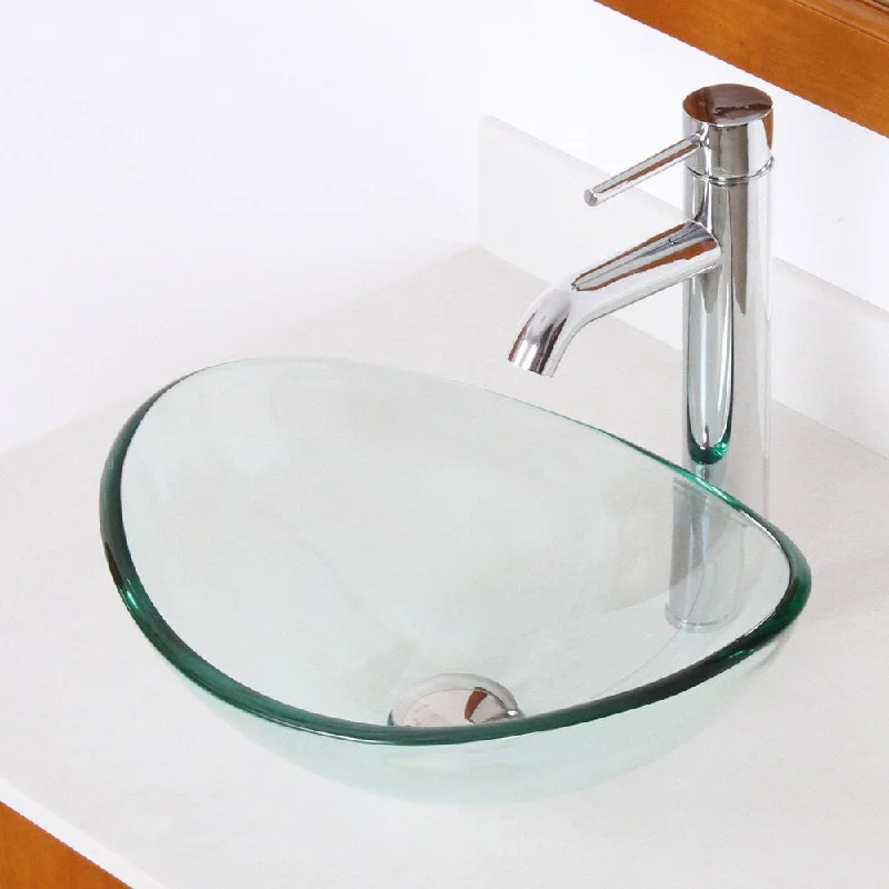 Elite Oval Tempered Glass Bathroom Vessel Sink