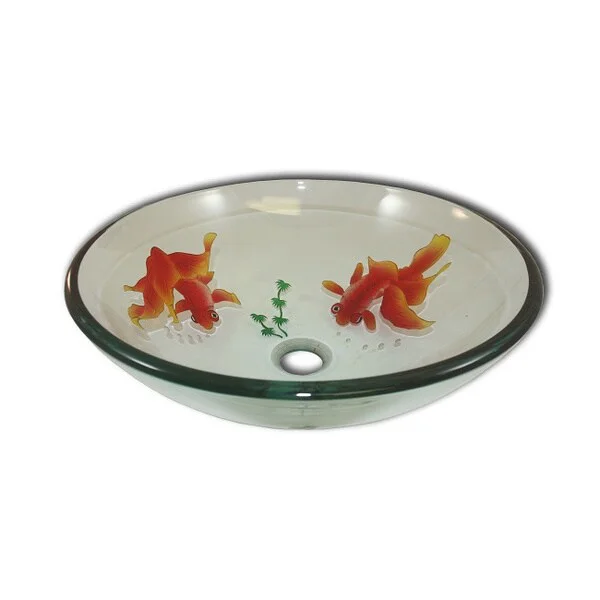 Flotera Twin Goldfish Glass Vessel Bathroom Sink