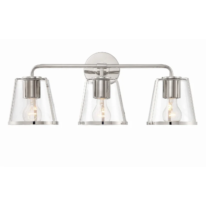 Fulton 3 Light Polished Nickel Bathroom Vanity - 23.25"W x 9.25"H x 7.5"D