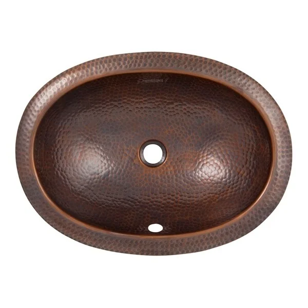 Hammered Copper Oval Drop-In Lavatory Sink by The Copper Factory