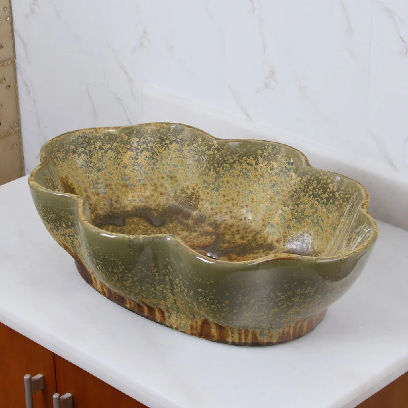 Lotus Shape Multicolor Glaze Porcelain Ceramic Bathroom Vessel Sink