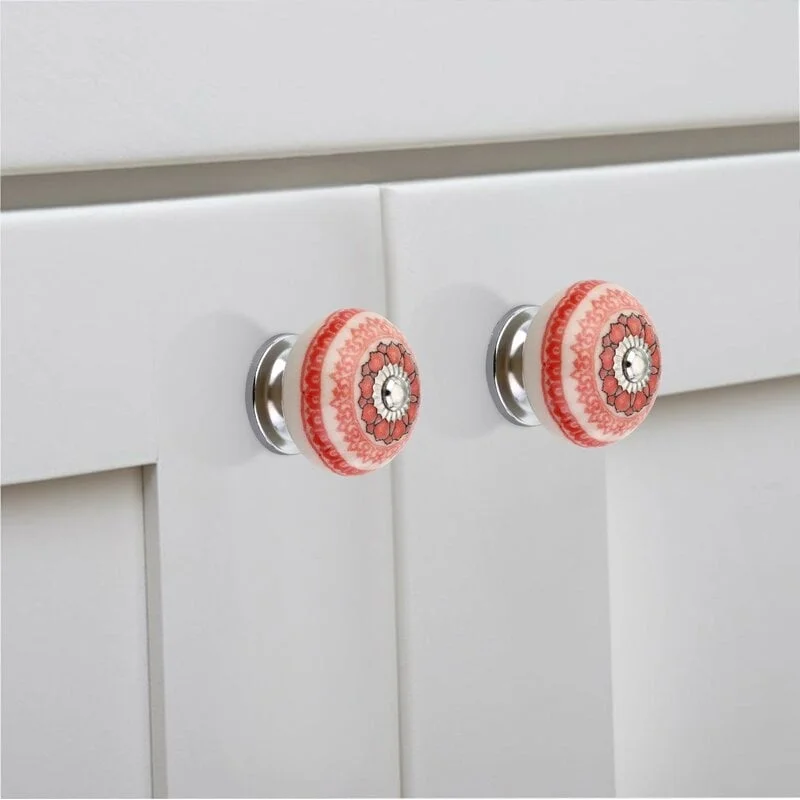 Mascot Hardware Modesto 1-3/5 In Orange Designer Ceramic Cabinet Knobs