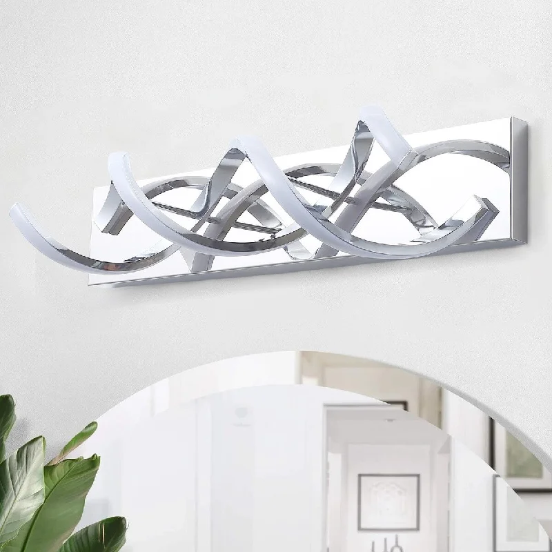 Modern 2-Light Wavy Linear LED Bathroom Vanity Lighting Fixture