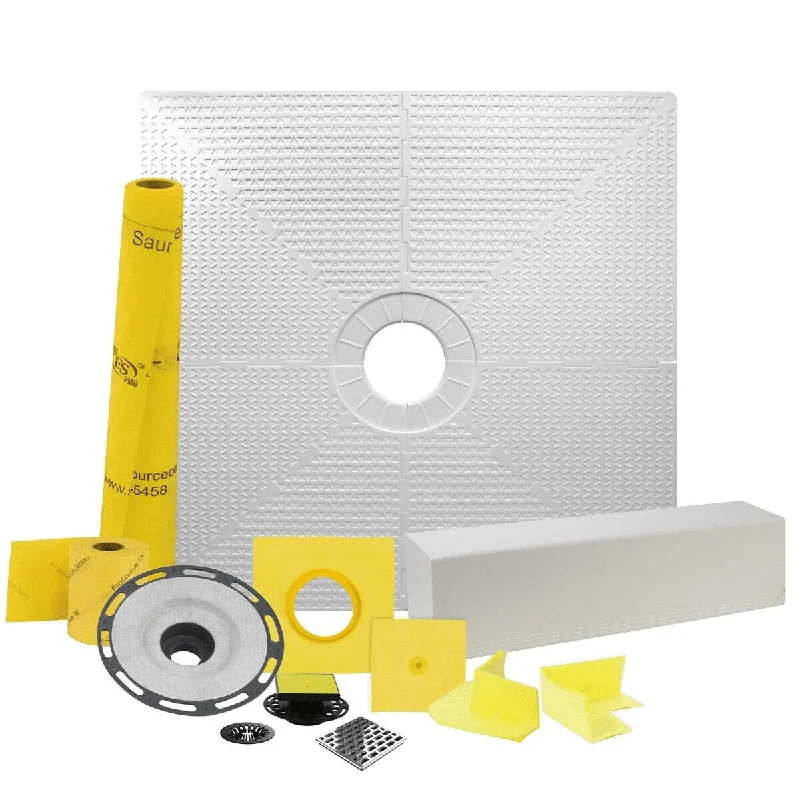 Pro GEN II 48" x 48" Tile Shower Waterproofing Kit with Center Drain and PVC Flange