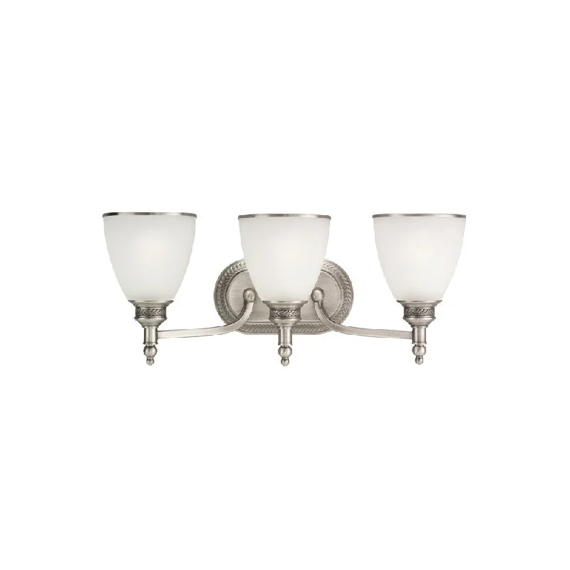 Sea Gull Laurel Leaf 3-light Antique Brushed Nickel Bath Vanity - Silver