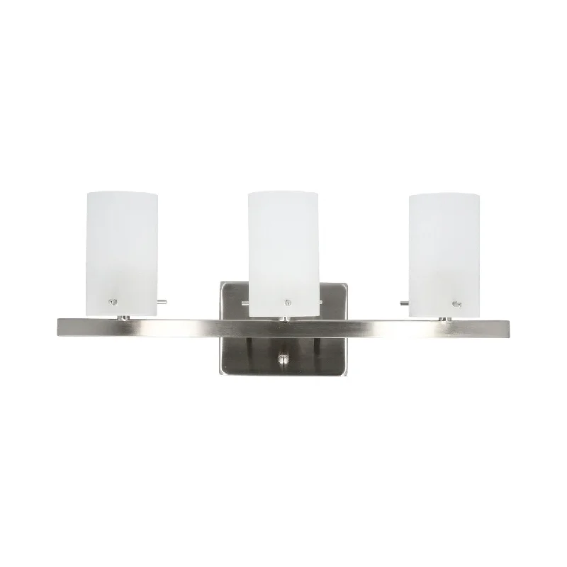 Sunset Lighting Boca Three Light Vanity Wall Light - LED Dimmable - Bright Satin Nickel Finish