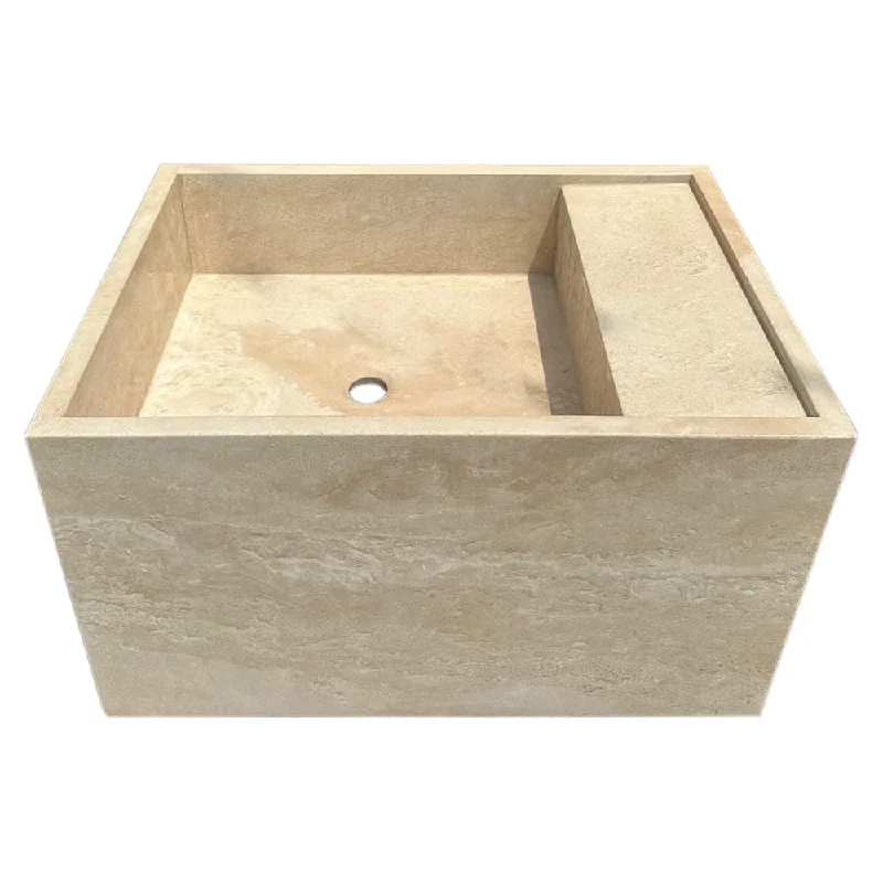 Troia Light Travertine Wall-Mount Bathroom Sink (W)17" (L)24" (H)14"