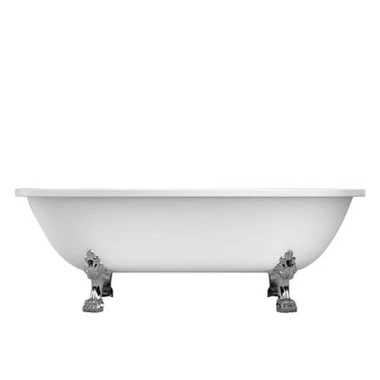 Freestanding Tub Colin 70 Inch Double Roll Top Oval Acrylic White/Brushed Nickel Lion Paw Feet No Faucet Holes