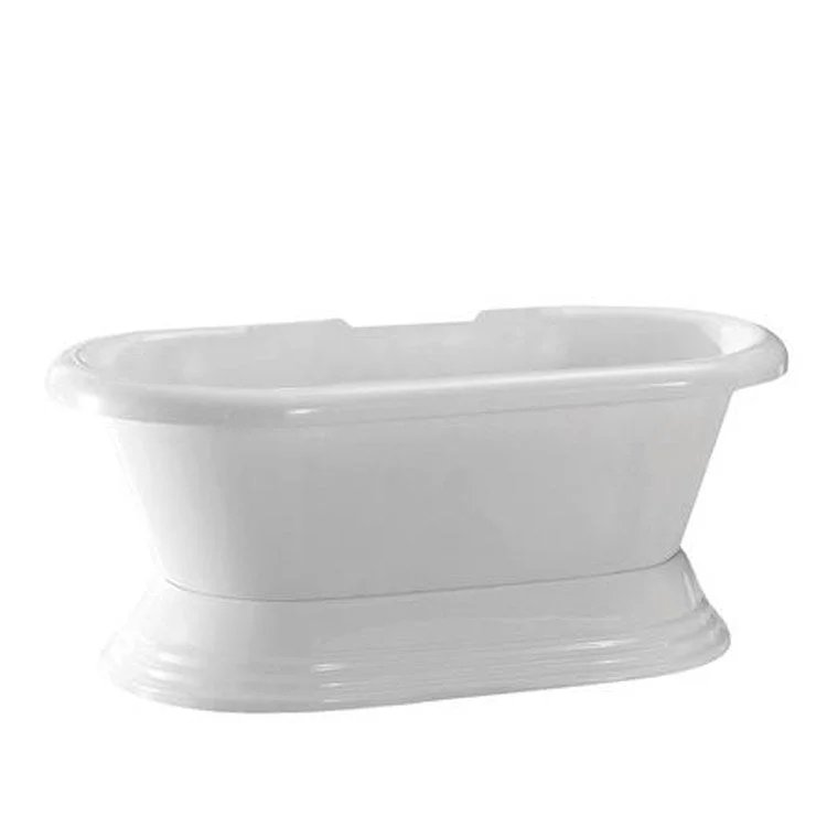 Freestanding Tub Calypso 60 Inch Double Roll Top on Base Oval Acrylic White No Faucet Holes Tap Deck