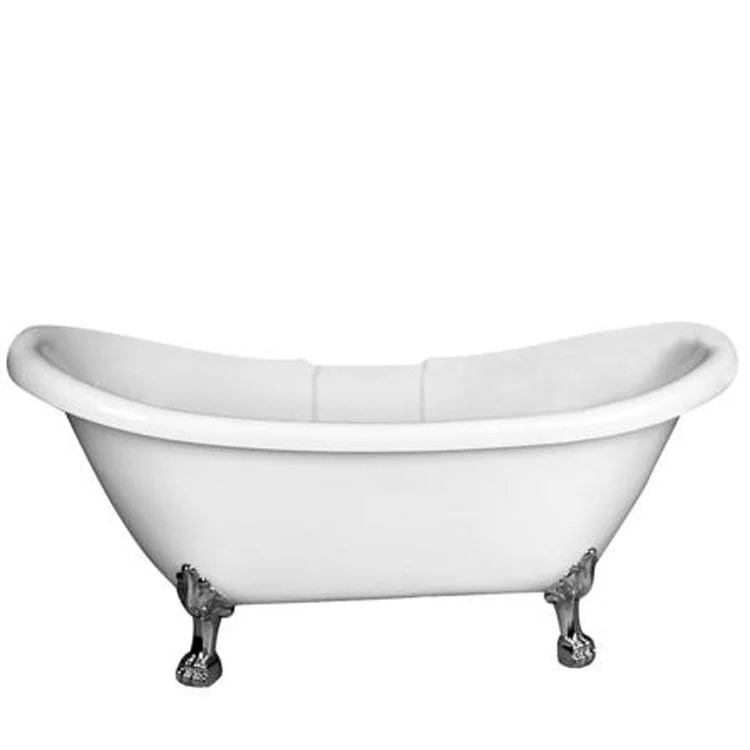 Freestanding Tub Meryl 63 Inch Double Slipper Oval Acrylic White/Oil Rubbed Bronze Lion Paw Feet 7 Inch Center Faucet Holes Tap Deck