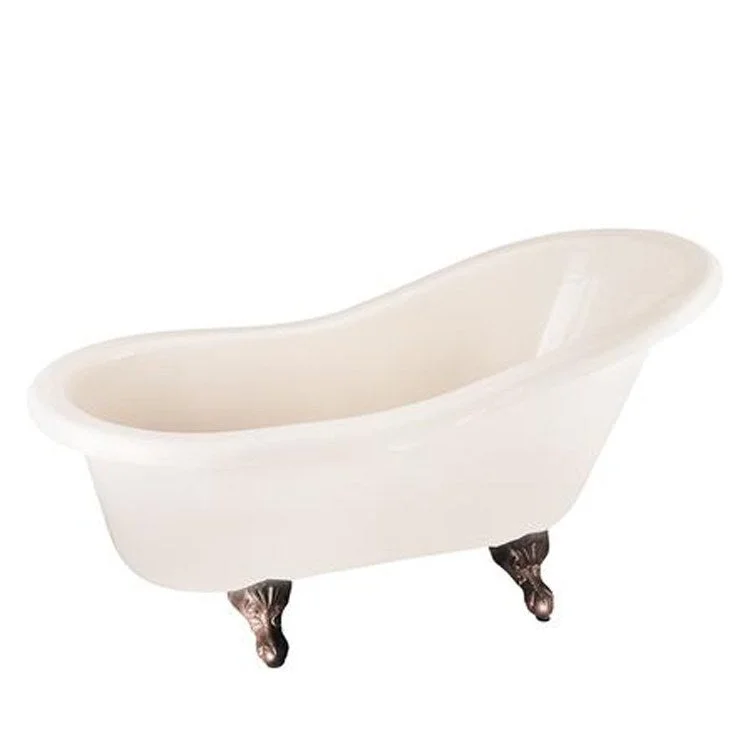 Freestanding Tub Fillmore 60 Inch Double Slipper Oval Acrylic Bisque/Polished Brass Ball and Claw No Faucet Holes