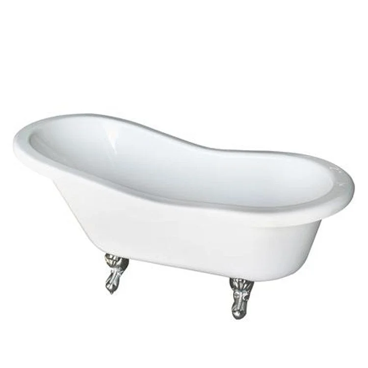 Freestanding Tub Fillmore 60 Inch Double Slipper Oval Acrylic White/Polished Brass Ball and Claw No Faucet Holes