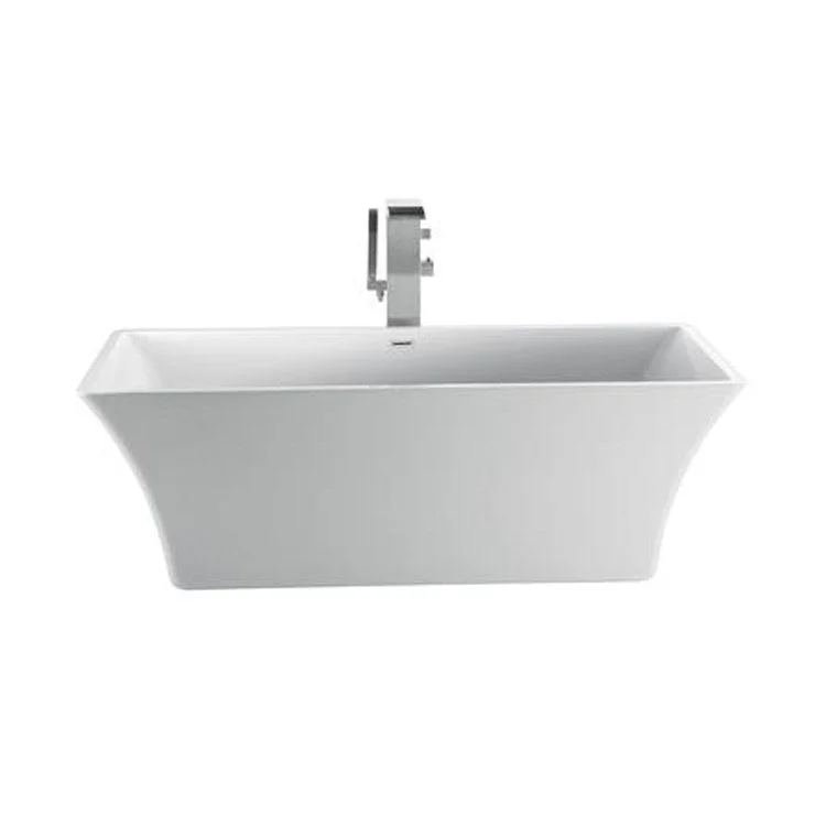 Freestanding Tub Tara 60 Inch Rectangle Acrylic White/Brushed Nickel Drain and Overflow No Faucet Holes