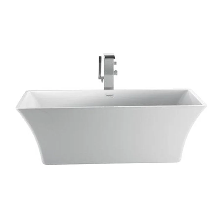 Freestanding Tub Taylor 67 Inch Rectangle Acrylic White/Polished Nickel Drain and Overflow No Faucet Holes