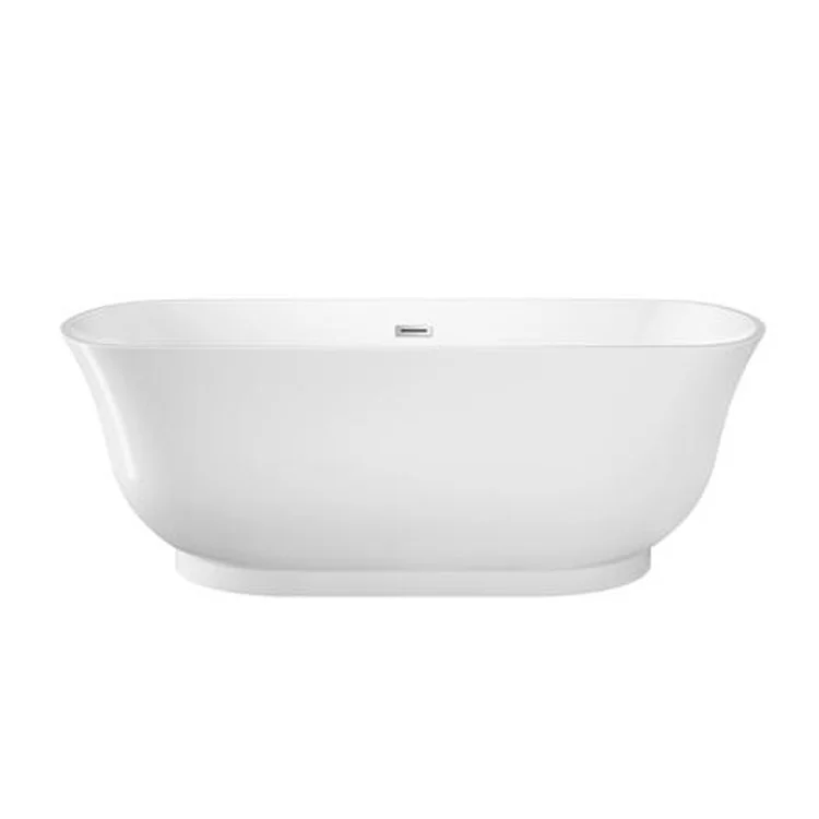 Freestanding Tub Celeste 64 Inch Oval Acrylic White/Brushed Nickel Drain and Overflow No Faucet Holes