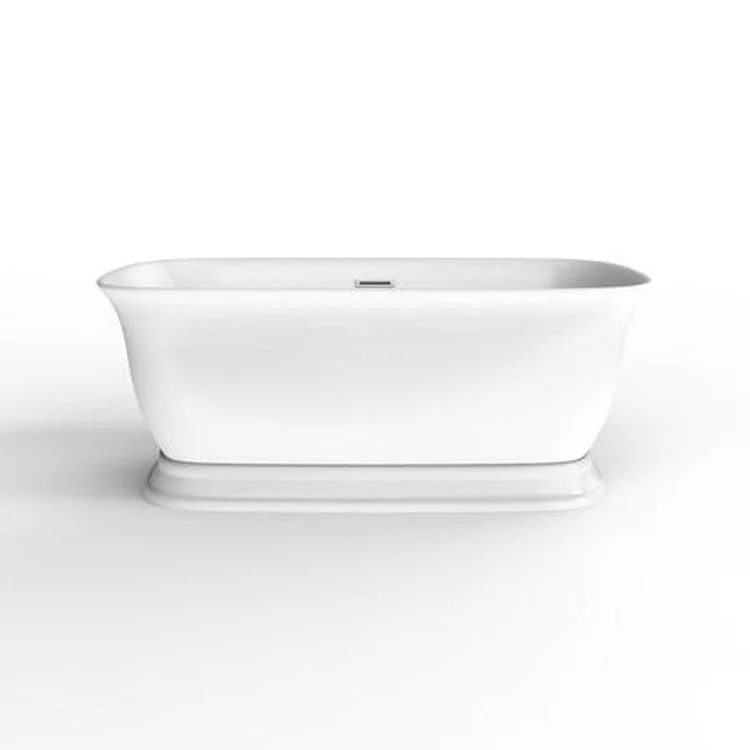 Freestanding Tub Bethany 59 Inch Oval Acrylic White/Brushed Nickel Drain and Overflow No Faucet Holes