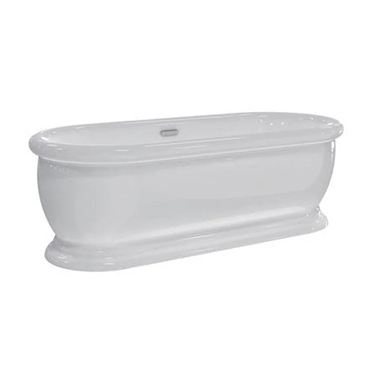 Freestanding Tub Claremont 69 Inch Double Roll Top Oval Acrylic White/Brushed Nickel Drain and Overflow No Faucet Holes