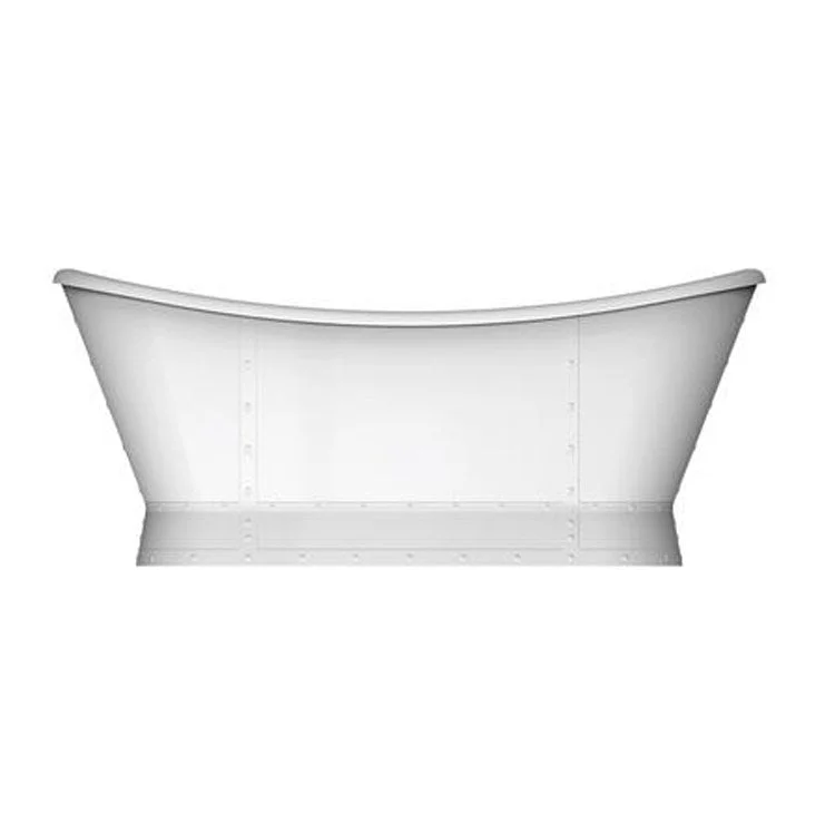 Freestanding Tub Milan 66 Inch Double Slipper Oval Acrylic White/Brushed Nickel Drain and Overflow No Faucet Holes