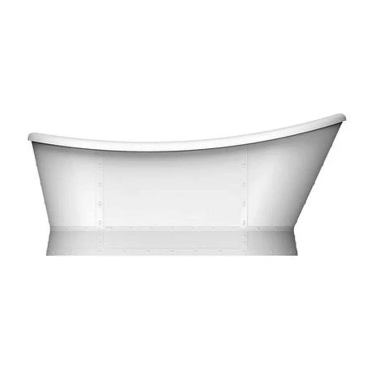 Freestanding Tub Millicent 66 Inch Slipper Oval Acrylic White/Brushed Nickel Drain and Overflow No Faucet Holes