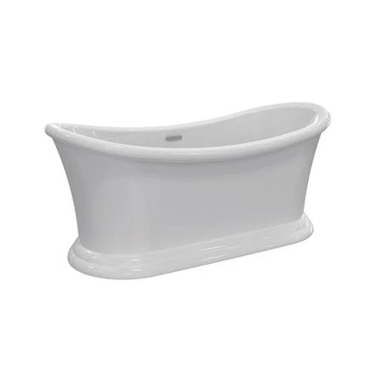 Freestanding Tub Nemo 67 Inch Double Slipper Oval Acrylic White/Polished Nickel Drain and Overflow No Faucet Holes