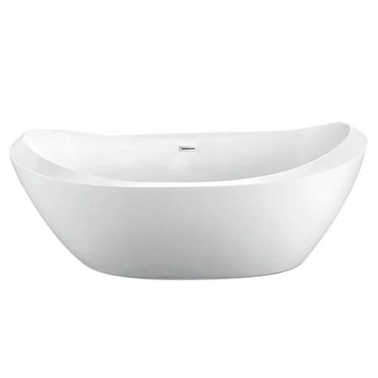 Freestanding Tub Naomi 67 Inch Double Slipper Oval Acrylic White/Polished Nickel Drain and Overflow No Faucet Holes