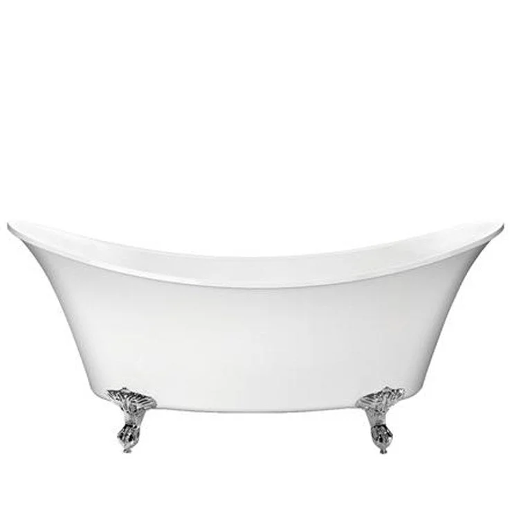 Freestanding Tub Mena 68 Inch Double Slipper Oval Acrylic White/Polished Brass Imperial Feet No Faucet Holes