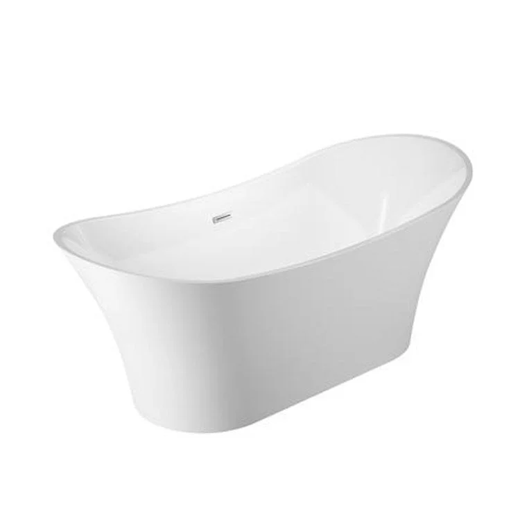 Freestanding Tub Noreen 69 Inch Double Slipper Oval Acrylic White/Polished Brass Drain and Overflow No Faucet Holes