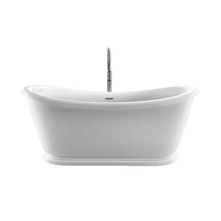 Freestanding Tub Morgan 70 Inch Double Slipper Oval Acrylic White/Brushed Nickel Drain and Overflow No Faucet Holes