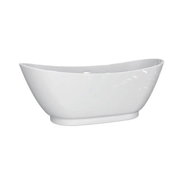 Freestanding Tub Normandy 70 Inch Double Slipper Oval Acrylic White/Polished Chrome Drain and Overflow No Faucet Holes