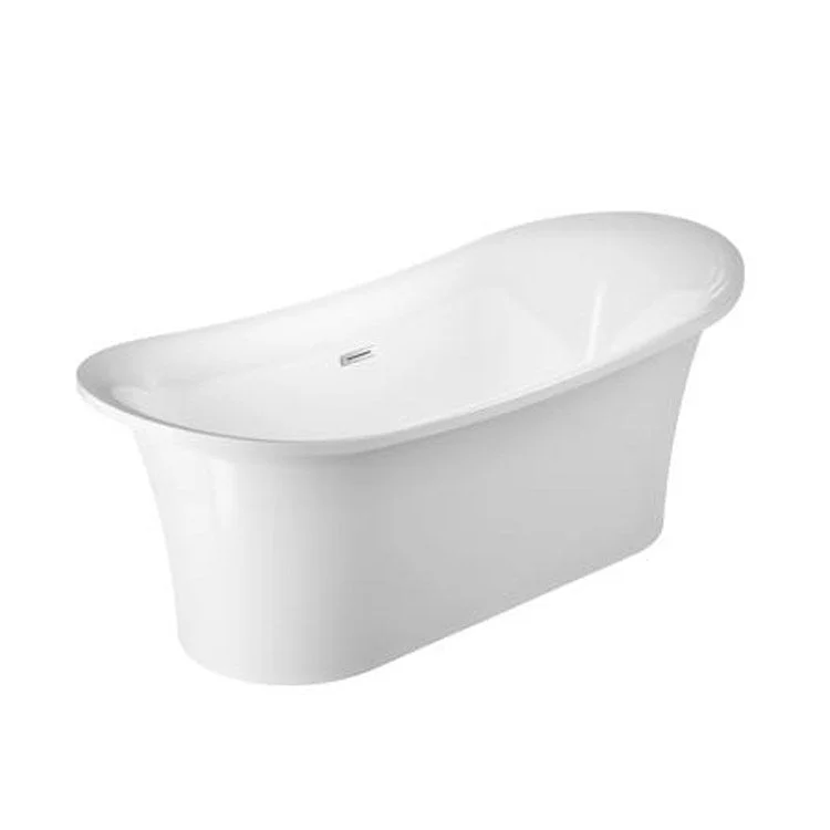 Freestanding Tub Nydia 72 Inch Oval Acrylic White/Polished Chrome Drain and Overflow No Faucet Holes