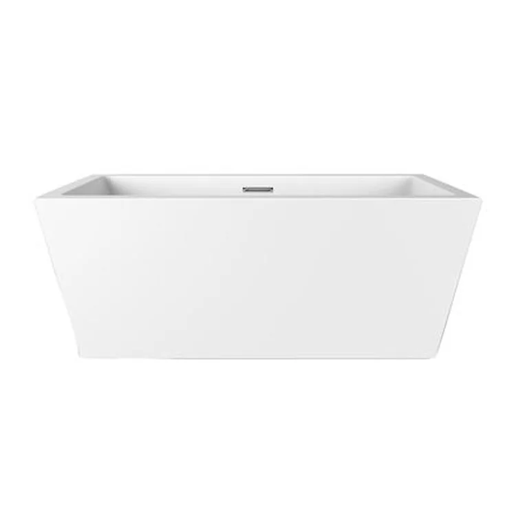 Freestanding Tub Sheldon 59 Inch Rectangle Acrylic White/Polished Nickel Drain and Overflow No Faucet Holes