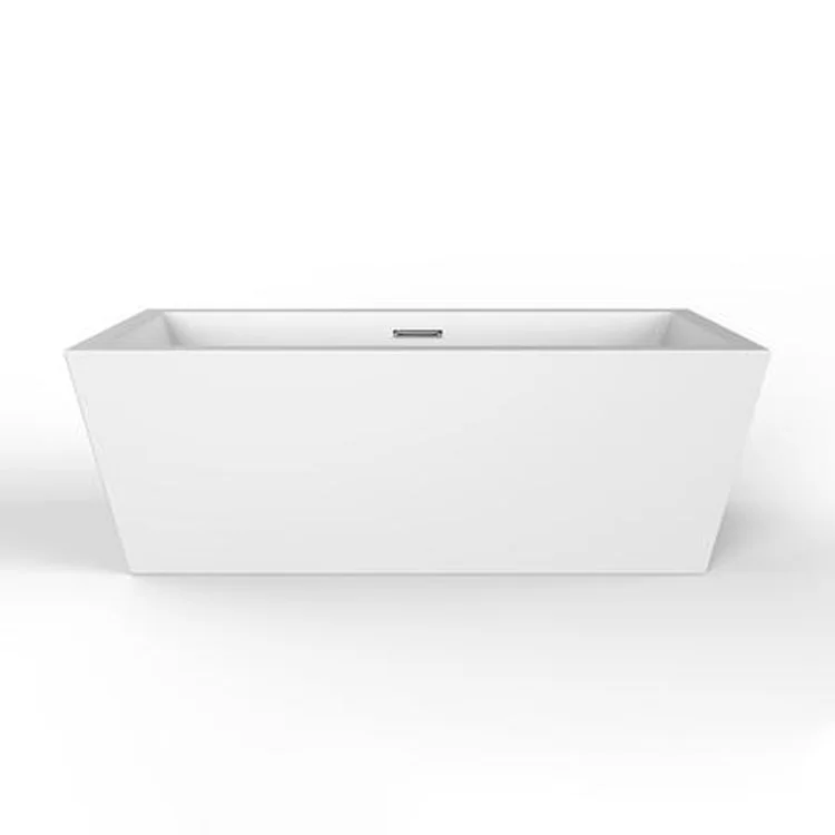 Freestanding Tub Stannard 67 Inch Rectangle Acrylic White/Brushed Nickel Drain and Overflow No Faucet Holes