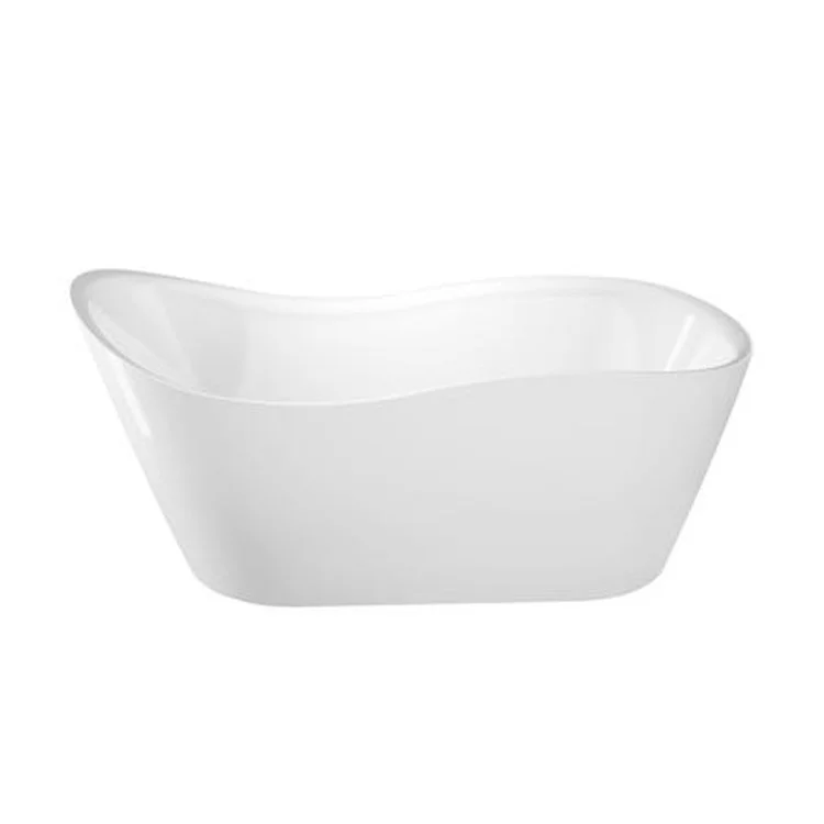 Freestanding Tub Raelene 65 Inch Oval Acrylic White/Matte Black Drain and Overflow No Faucet Holes